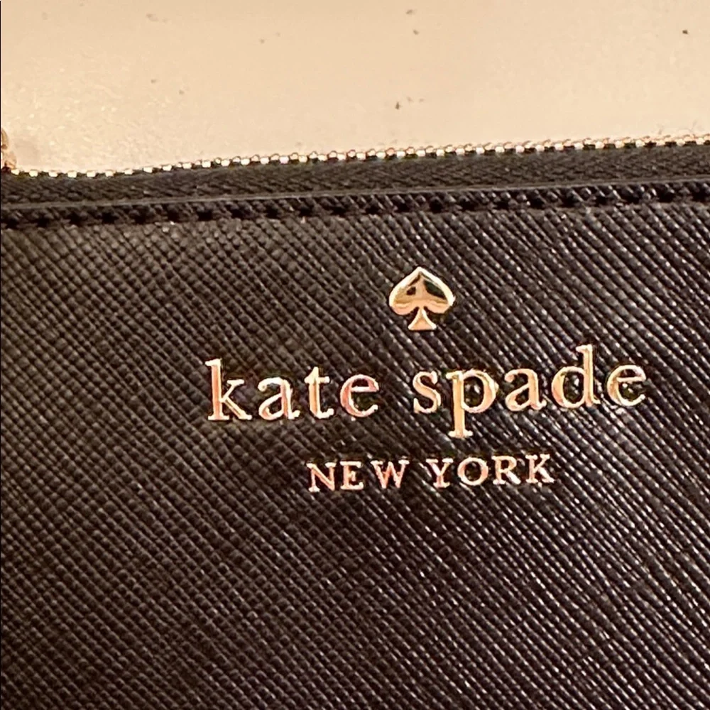 Kate Spade Black Zip Card Holder/ Keychain with Gold Chain